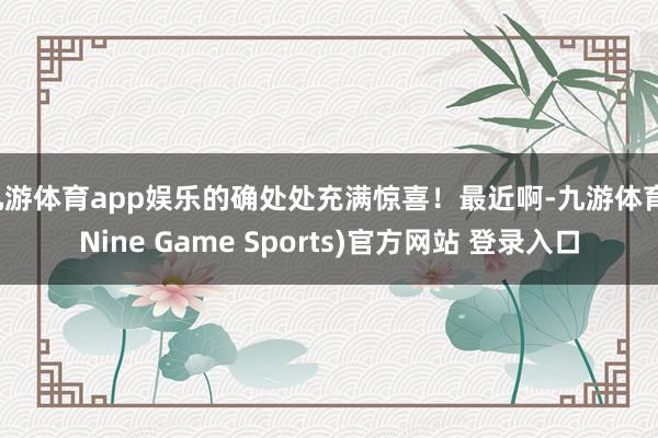 九游体育app娱乐的确处处充满惊喜！最近啊-九游体育(Nine Game Sports)官方网站 登录入口