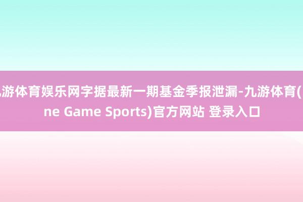 九游体育娱乐网字据最新一期基金季报泄漏-九游体育(Nine Game Sports)官方网站 登录入口